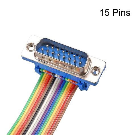 Buy Uxcell IDC Rainbow Wire Flat Cable DB15 Male to DB15 Male Connector ...