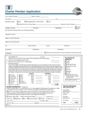 Toastmasters Charter Member Application - Fill and Sign Printable ...