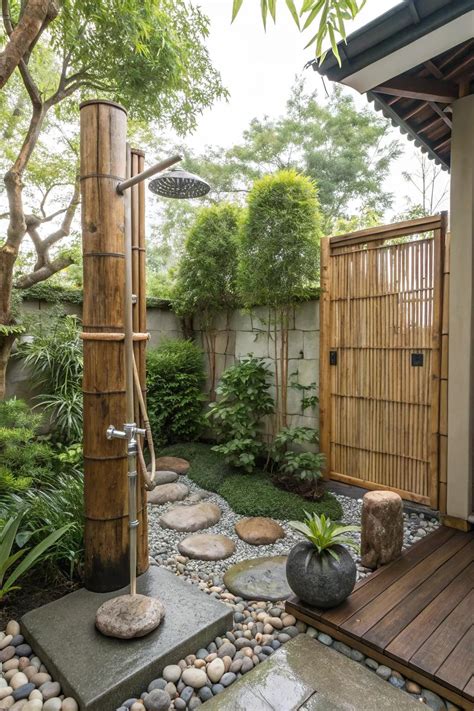 12+ Inspiring Outdoor Bamboo Shower Ideas
