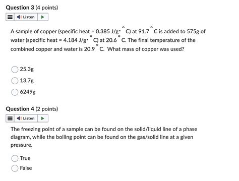 Solved A sample of copper (specific heat =0.385 J/g∘C ) at | Chegg.com