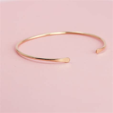 14K Solid Gold Bangle, 2mm 14K Solid Gold Cuff Bracelet, 14K Solid Gold ...