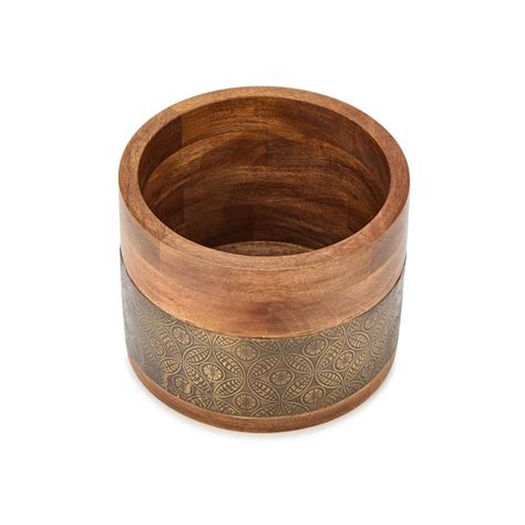 Buy Fabindia Brass Wood Cladded Kanchan Table Planter Online