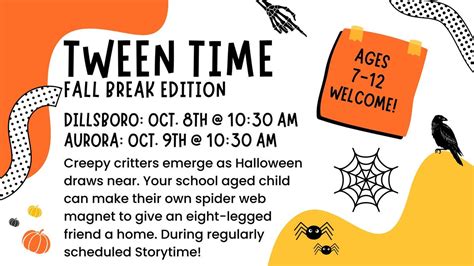 Tween Time: Fall Break Edition (APL), 414 S 2nd St, Aurora, IN, United ...