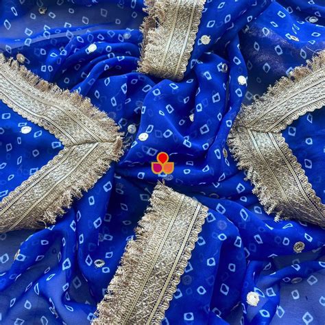 Blue Georgette Bandhani Dupatta – anokherang
