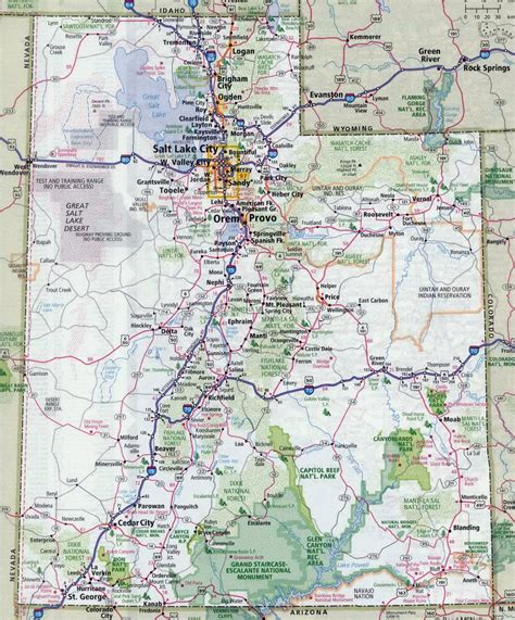 Large detailed roads and highways map of Utah state with all cities ...