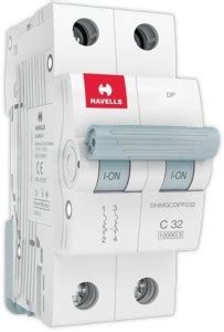 HAVELLS PVC Plastic 32A MCB DP C Curve (White) DHMGCDPF032 MCB Price in ...