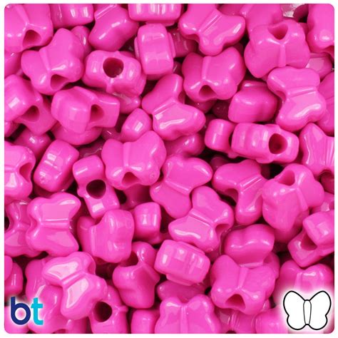 BeadTin Dark Pink Opaque 13mm Butterfly Plastic Pony Beads (250pcs ...