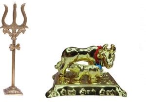 Adhvik Combo of 2 Pcs Trishul Statue With Square Stand And Kamdhenu ...
