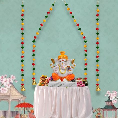 Party Propz Handmade Pom Pom Hangings for Decoration - 4 Pcs 48 Inch ...