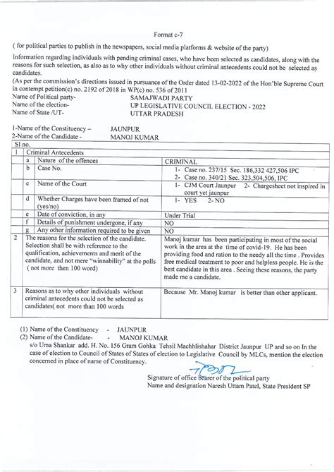 Criminal Records of 2022 Candidates | Samajwadi Party