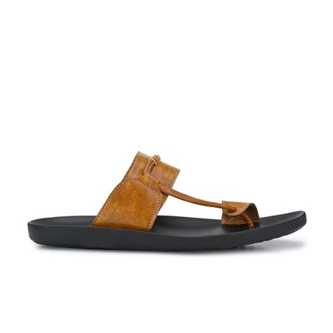 Eego Italy Men's Kolhapuri Thong Slippers KM-2-TAN