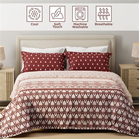 Buy LAYERS Forever Cotton 120TC Ethnic Print 3Pcs Super King Bedsheet ...