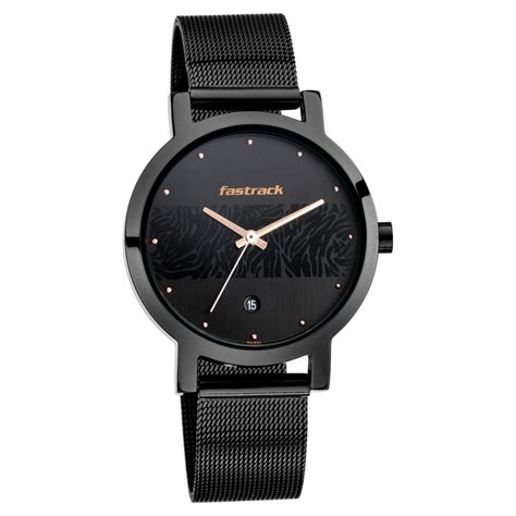 Buy Online Fastrack Animal Print Quartz Analog with Date Black Dial ...