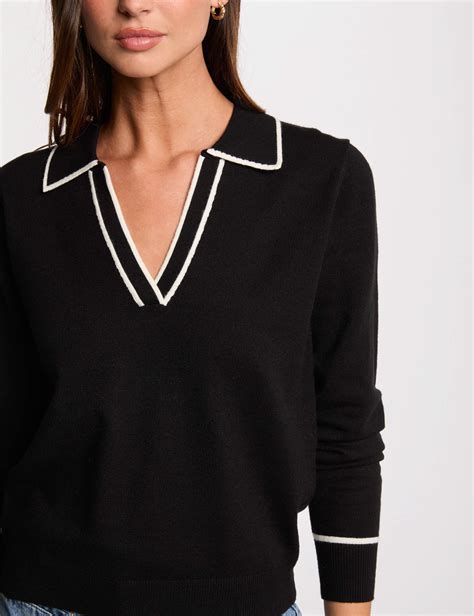 Polo neck jumper black women | Morgan