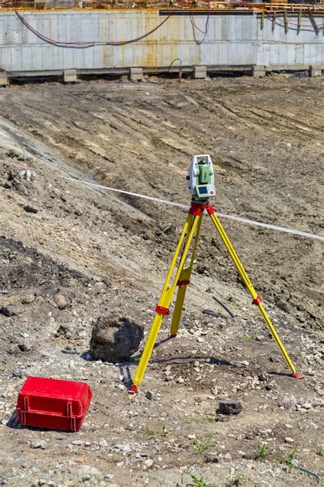 Survey equipment in field