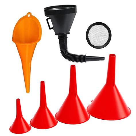 6 Pcs Automotive Funnels Set, Plastic Long Neck Oil Funnels, Wide Mouth ...