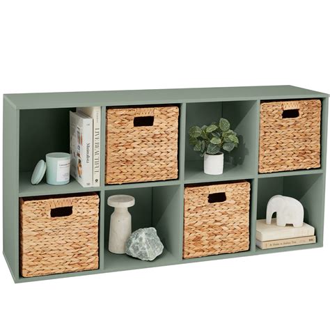 8-Cube Bookshelf, 11in Storage Display w/ Removable Panels, Customizab ...