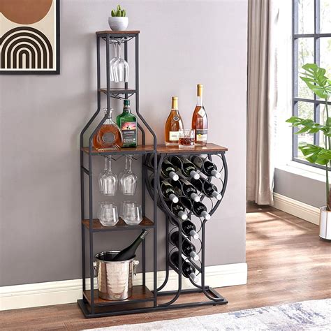 Amazon.com: BESTTOONE 5 Tier Wine Rack Freestanding Floor, 11 Bottle ...