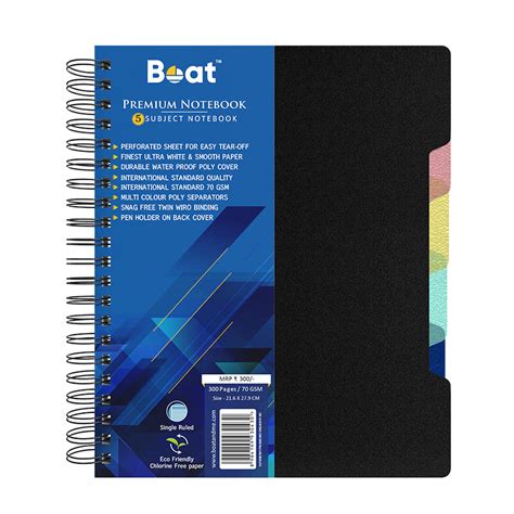 Premium 5 Subject Wiro Notebook 70GSM (300 pages) - Ban Labs Pvt Ltd