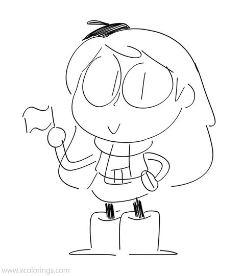 Hilda Coloring Pages Hilda with a Small Flag - XColorings.com