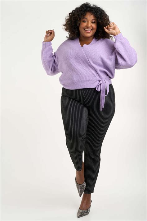 MS Mode Plus Size legging met glitter krijtstreep zwart | wehkamp