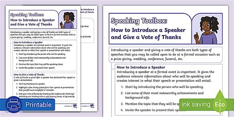 Introducing A Speaker Notes - Formal Speaking - South Africa