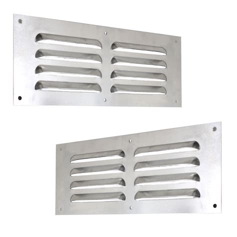 Buy 2X Aluminium Louvre Air Vents - 9" X 3" - Silver Grille Cover Metal ...