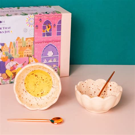 Buy Festive Gift Box - Dessert Bowls, Spoons, Candle, Dry Fruit Jar ...