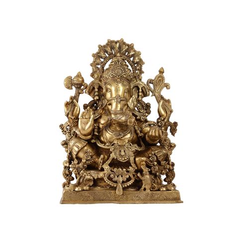 Large Ganapati Statue: Blessing Ganesha Brass Idol – Budhshiv.com