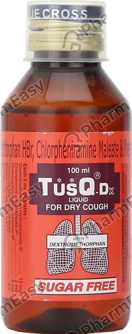 Tusq Dx Sugar Free Bottle Of 100ml Syrup: Uses, Side Effects, Price ...