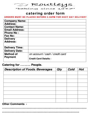 catering order forms Templates - Fillable & Printable Samples for PDF ...