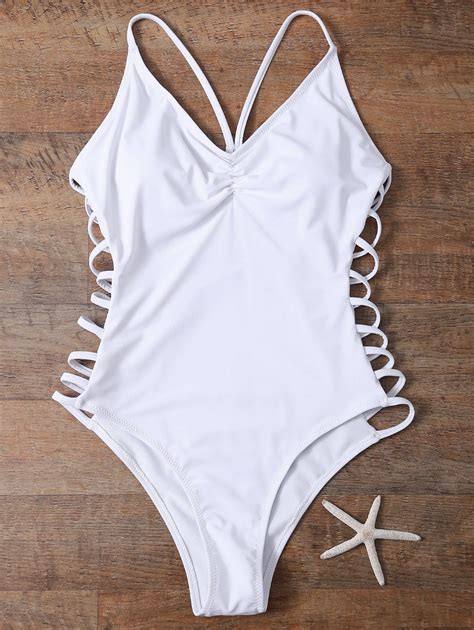 $17.49 Cutout High Cut One-Piece Swimwear WHITE: One-Pieces | ZAFUL ...