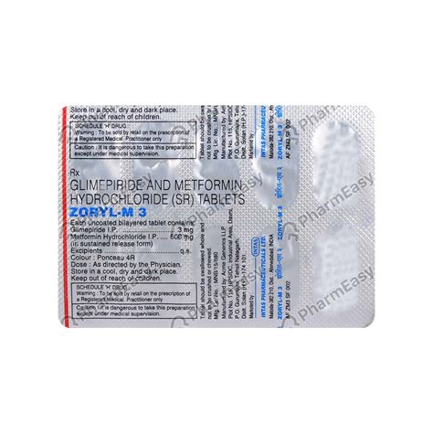 Zoryl M 3mg Strip Of 10 Tablets: Uses, Side Effects, Price & Dosage ...