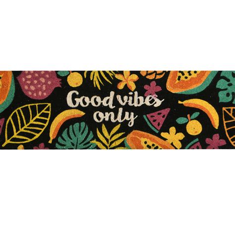 Multicolored Good Vibes Only Premium Coir Double Door Mat