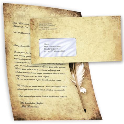Briefpapier Sets FEDER AUF ALTEM PAPIER Briefpapier Set, 200 tlg. DIN