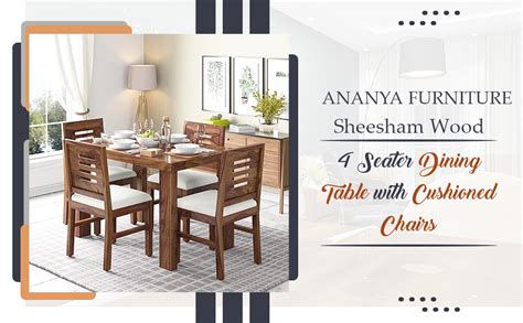ANANYA FURNITURE Sheesham Wood Dining Table with Chairs Wooden Dining ...
