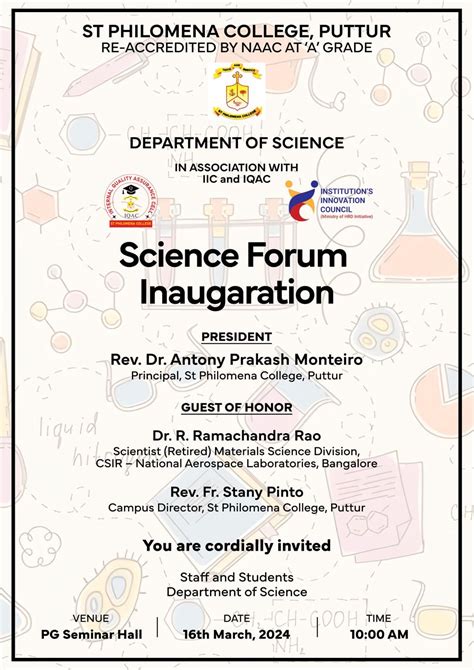 Inauguration of the Science Forum Activities | St Philomena College ...