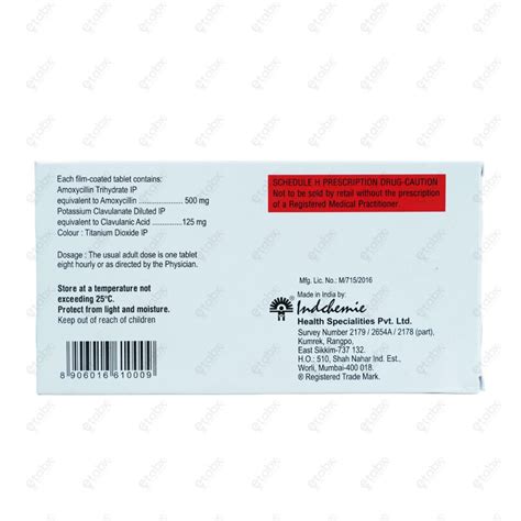 INDCLAV 625mg Tablets (10's) – ETABX