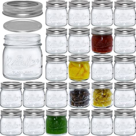 Amazon.com: 24 Pack 8 oz Mason Jars with Airtight Lids and Bands, Mini ...
