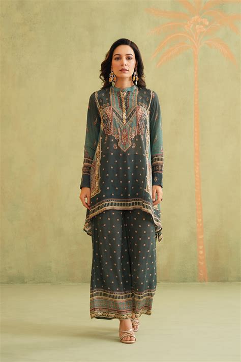 Yasmin Green Embroidered Matching Set | Neetika Chopra
