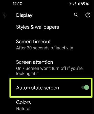 Image result for Auto Rotate Screen Settings