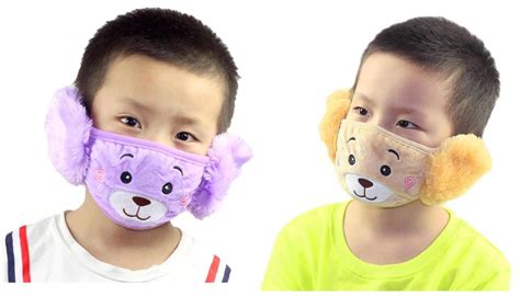 Generic Kid's Mouth Mask Warm Earmuffs Embroidery Half Face Mask Mouth ...