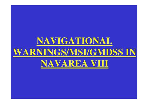 17 Navarea VIII Report - NAVIGATIONAL WARNINGS/MSI/GMDSS IN NAVAREA ...