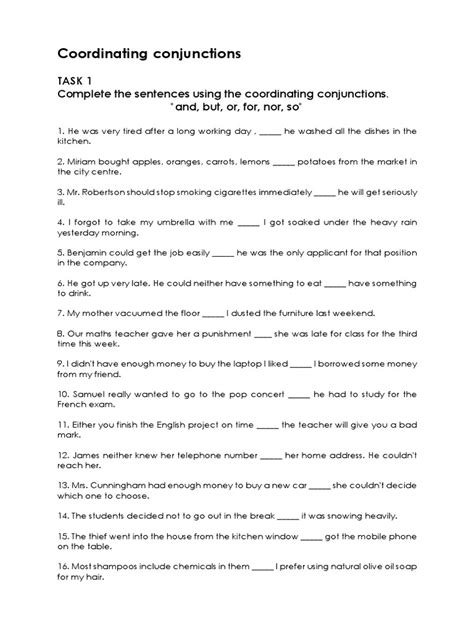 Image result for Conjunctions Worksheet