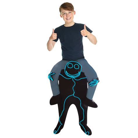 Kids Piggyback Light Up Stick Man Costume Ride On Child Carry Me Fancy ...