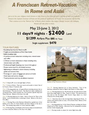 Fillable Online A Franciscan Retreat-Vacation in Rome and Assisi Fax ...