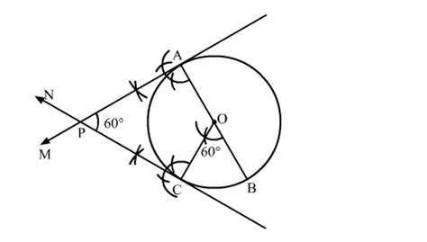 Write the steps of construction for drawing a pair of tangents to a ...