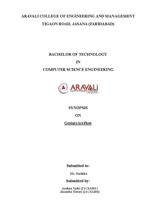 Report - ARAVALI COLLEGE OF ENGINEERING AND MANAGEMENT TIGAON ROAD ...