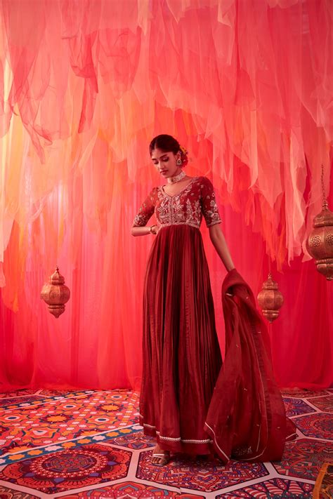 Chocolate Brown Pleated Anarkali – Issa Studio