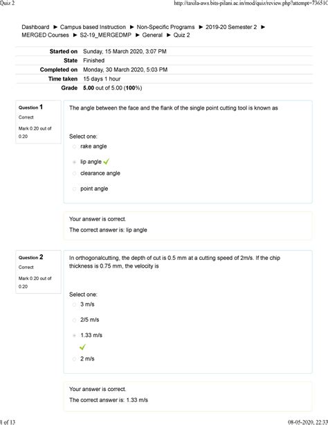MP Quiz-2 Gaurish - Engineering Design - Dashboard Campus based ...